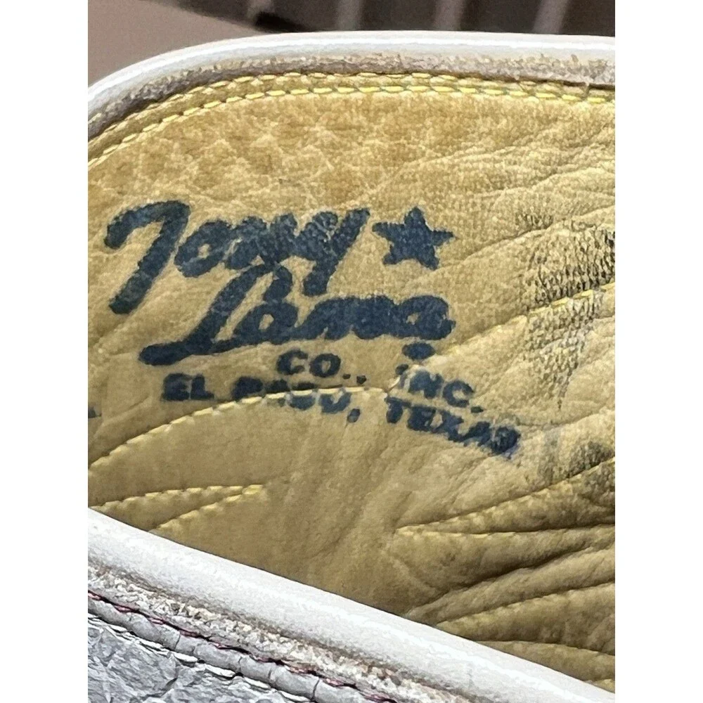 Vintage Tony Lama Boots Pee Wee Gold Label Lizard Wingtip Tan Leather Mens 10 US